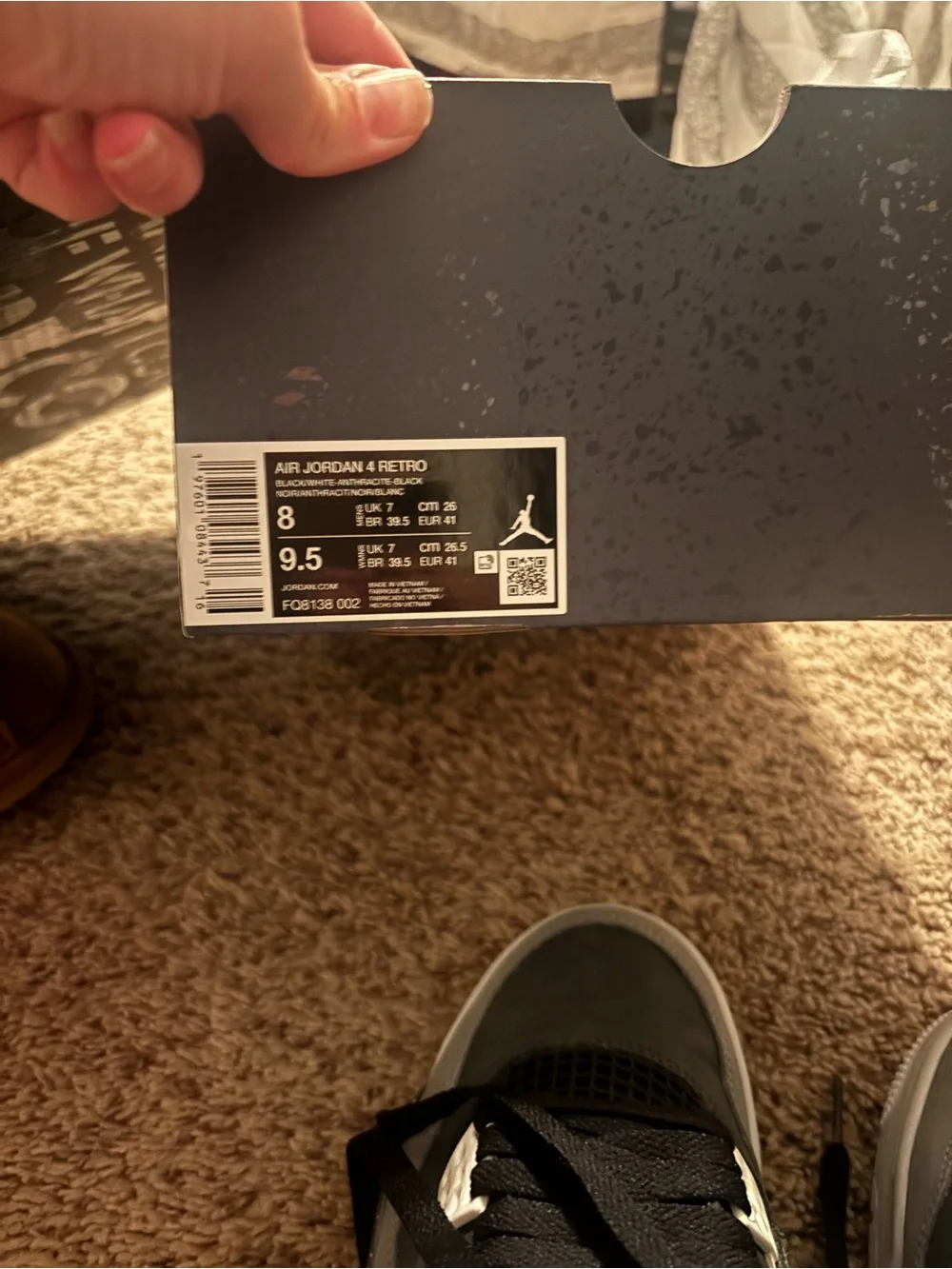 Jordan Retro 4 High-Top Sneakers in Black Grey White